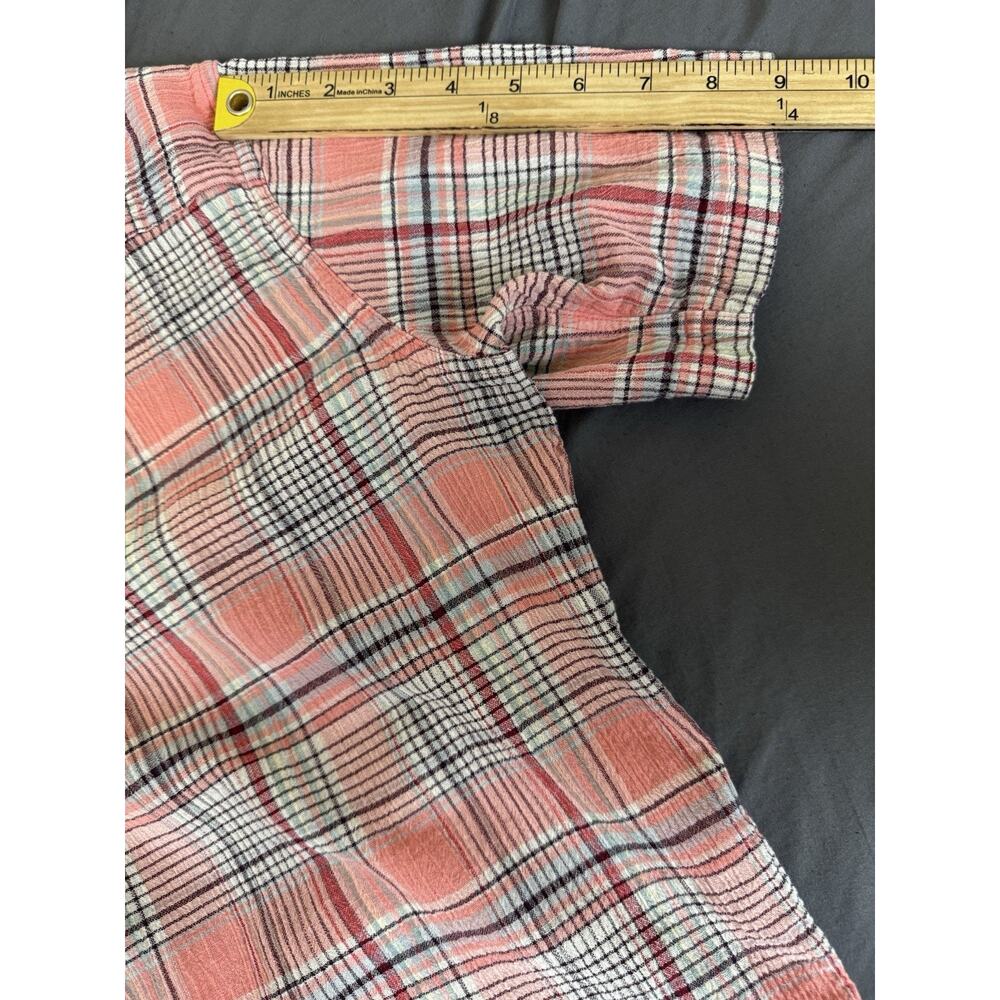 Patagonia A/C Shirt Mens Large Peach Plaid Organic Cotton Crinkle Button Up - Picture 6 of 13